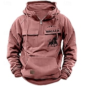 economico felpe 3d da uomo-Per uomo Felpa con cappuccio Felpa con cappuccio e zip corta Nero Rosa Vino Blu Verde Con Cappuccio Bandiera Nazionale Coulisse Tasca Sport &amp; Outdoor Quotidiano Ferie Streetwear Essenziale Casual