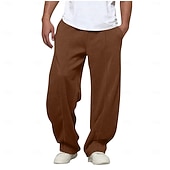 זול רגל ישרה-בגדי ריקוד גברים מכנסי טרנינג מכנסי טרנינג עם רגליים רחבות מכנסיים מכנסיים רחבים מכנסי טרנינג פתוחים שרוך אלסטית מותניים רגל ישרה אחיד נושם באורך מלא ספורט חוץ קזו&#039;אל יומי אופנתי סגנון רחוב שחור לבן