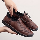 preiswerte Stiefeletten-Braune, handgefertigte Freizeitschuhe für Herren mit weicher Gummisohle und elastischem Kordelzug, bequeme Outdoor-Fahrschuhe für Reisen und den Alltag