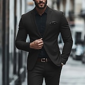 Χαμηλού Κόστους Επίσημα Κοστούμια-Ανδρικά Επαγγελματικά κοστούμια Causal Μαύρο Μπορντώ Άνοιξη, Φθινόπωρο, Χειμώνας, Καλοκαίρι Εφαρμογή Κλασικό Πέτο Καθημερινά Δουλειά Μονόχρωμο Κατά παραγγελία εφαρμογή Σετ 2 τεμαχίων