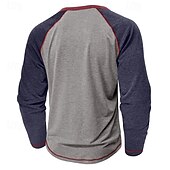 abordables T-shirt Henley décontracté-Homme Chemise Henley T-shirt T-shirt de base-ball manche longue Bloc de Couleur Designer Basique Classique Manche raglan Henley Occasionnel Quotidien Extérieur Été Printemps Automne Bleu Noir bleu