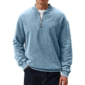 economico Felpe di base-Per uomo Maglia Felpa con zip corta Nero Rosso Blu marino Verde scuro Viola Mezza zip Semplice Zip a un quarto Sport &amp; Outdoor Quotidiano Ferie Poliestere Streetwear Essenziale Casual Primavera