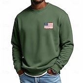  4e juli 2026 250e Memorial Day Mannen Streetwear Amerikaanse Vlag Crew Neck Lange Mouwen Hoodie Sweatshirt Casual Buiten Daily Sports Street