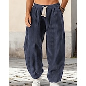 cheap Straight Leg-Men's Baggy Sweatpants Sweatpants Trousers Corduroy Pants Drawstring Pocket Elastic Waist Plain Comfort Sports Outdoor Daily Fashion Casual Black Blue Micro-elastic