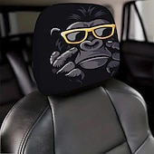 voordelige Voertuigservice-2 stuks schattige dieren auto hoofdsteun hoes - dubbelzijdig bedrukt ontwerp, elastische niet-gevulde pasvorm autostoel beschermers, krasbestendige hoofdsteun decoratie voor auto&#039;s, vrachtwagens,