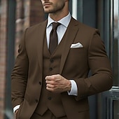 abordables Costumes formels-Pour des hommes Mariage Occasionnel Costumes d&#039;affaires Revers Cranté Noir Rouge Bordeaux Quotidien Affaires Couleur Unie Coupe Standard 3 pièces Simple Boutonnage Deux Boutons