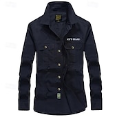 お買い得  トップス-男性用 カーゴシャツ ハイキング シャツ タクティカルミリタリーシャツ 長袖 折襟 トップス アウトドア 高通気性 春 秋 コットン アーミーグリーン カーキ色 ダークブルー 狩猟 いい結果になる 旅行