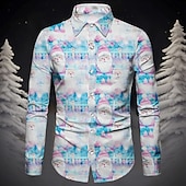 olcso Ingek-Karácsony Hosszú ujjak Gombos ing Mikulás Grafikus Újdonságok Vicces mert Férfi Felnőttek 3D nyomtatás mert Karácsony Farsang Újév Parti