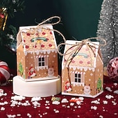 Недорогие Подарочные коробки и упаковочная бумага-50 рождественских коробок для сладостей, конфет, пряничных домиков, мини-коробок для рождественской вечеринки, небольшой картонный подарочный контейнер для рождественских угощений, подарочная упаковка