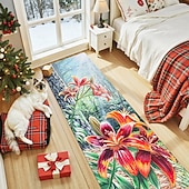billiga Runner Mattor-Lilja Blomma Löpare Matta För Hall Kök Mjuk Halkfri Maskintvättbar Faux Kasmir Skog Natur Matta Röd Orange Blomdesign Entré Löpare Lily Delight av Dakota Daetwiler