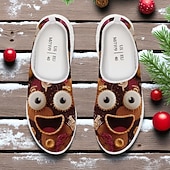 tanie Męskie buty na Boże Narodzenie-Męskie świąteczne kapcie piernikowe - zabawne buty na święta z motywem piernikowych ciasteczek, wygodne, wsuwane, idealne do leniuchowania i codziennego noszenia zimą