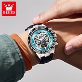 cheap Mechanical Watches-The New Olevs Silicone Men'S Business Watch With Luminous Calendar And Moon Phase Display A Multi-Functional Fully Automatic Mechanical Watch Is A Fashionable Casual Waterproof Sports Wristwatch