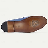 preiswerte Loafer aus hochwertigem Leder-Herren-Slipper aus blauem Echtleder mit glatter Oberfläche – elegantes Schuhwerk fürs Büro und legere Anlässe