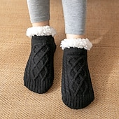 cheap Men's Socks-Men's 1 Pair Socks Sherpa Lined Socks Casual Socks Winter Socks Black Wine Color Plain Vacation Daily Knitted Warm Winter Fashion Casual