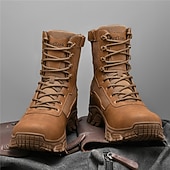 economico Scarponi da trekking-stivali da combattimento impermeabili marroni da uomo con suola ammortizzante e supporto rinforzato alla caviglia, calzature tattiche resistenti per lavoro, escursionismo e campeggio