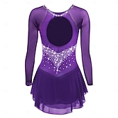 halpa Taitoluistelupuvut-Taitoluistelupuku Naisten Tyttöjen Luistimet Hameet Violetti Musta Valkoinen Avoin selkä Silmukka Spandex Erittäin elastinen Kouluts Kilpailu Luisteluasu Klassinen Kristalli / Strassi Pitkähihainen