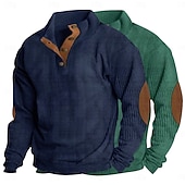 economico Felpe di base-Per uomo Maglia Velluto a coste Felpa con cappuccio Maglione Felpa con cappuccio abbottonata Vino+Nero bianco+vino rosso Bianco+verde militare Albicocca+Caffè Blu denim + nero Colletto Mao Semplice