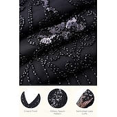 お買い得  1920年代のドレス-セット 20代の轟音 1920年代風 膝丈 フラップワンピース 二次会ドレス / カクテルドレス ファンシーコスチューム アクセサリー付き 半袖 グレートギャツビー フラッパーガール スパンコール タッセル Ｖネック 仮装 女性用 クリスマス 新年 パーティー スピークイージー マスカレード 成人 ドレス グローブ イヤリング