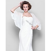 voordelige bruiloft gast wraps-Sjaals Dames Wrap Bolero Shrug Jassen  Jas Elegant Zonbescherming 3/4 Lengte Mouw Chiffon Bruiloft Gast Wikkels Met Effen Kleur Voor Bruiloft Lente om indruk te maken