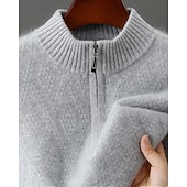 preiswerte Wollpullover für Herren-Hochwertiger Herrenpullover aus reiner Wolle und Kaschmir mit Viertelreißverschluss, klassischer Strickpullover, weich, warm und atmungsaktiv.