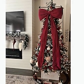 abordables Lazos &amp; Cintas-Lazos grandes de 1,8 m para árbol de Navidad, lazo grande de terciopelo rojo y blanco para adorno de árbol, repisa de ventana, repisa de pared, decoración de interiores, hogar, habitación, fiesta, San Valentín, Navidad.