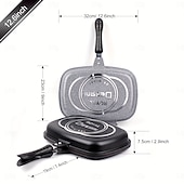 זול סט מטבח-1 יחידות ציפוי טפלון דו-צדדי נון-סטיק &amp;תבנית אפייה - כלי בישול יצוקים עם בישול בלחץ דו-צדדי לחביתות, כריכים, עוף, ברביקיו &amp;עיצוב אלומיניום עמיד יותר למטבחים ביתיים &amp;קמפינג בחוץ,