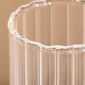 Недорогие Скульптуры-1 шт. Современная и простая декоративная ваза в полоску, прозрачное стекло, гидропонная цветочная композиция, небольшая цветочная ваза для гостиной, обеденного стола, подходит для семейного обеденного