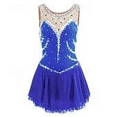 tanie Suknie do łyżwiarstwa figurowego-Sukienka łyżwiarska Damskie Dla dziewczynek Bruslení Sukienka Perłowo-różowy Błękit egejski Biały Niejednolita całość Siateczka Spandeks Trening Zawody Odzież łyżwiarska Ręcznie wykonane Z klejnotami