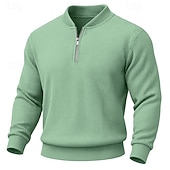 halpa Peruspuserot-Miesten College Vakosametti Pullover-huppari Aja sivuun Quarter vetoketjullinen collegepaita Aprikoosi Valkoinen Rubiini Laivaston sininen Tumman vihreä Pystykaulus Tavallinen Textured Urheilu ja