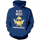 economico felpe 3d da uomo-Felpa con cappuccio grafica per uomo - Beer Time Madafakas divertente stampa di gallina felpa con maniche lunghe