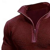 cheap Basic Sweatshirts-Men's Sweatshirt Quarter Zip Sweatshirt Wine Army Green Brown Coffee Gray Half Zip Plain Half Zip Sports &amp; Outdoor Daily Holiday Polyester Streetwear Basic Casual Fall Winter Clothing Apparel Hoodies