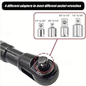 olcso Járműszolgáltatás-6 az 1-ben eltolt hosszabbítókulcs, elektromos racsnis kulcs levehető adapterrel, kompatibilis 1/2", 1/4" és 3/8" dugókulcsokkal, akkus ütvecsavarozó hosszabbító rúd autószerelő szerszámokhoz