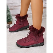 preiswerte Damenstiefel-wasserdichte Schneestiefel für Damen mit Kunstfellfutter – Winterstiefel zum Schnüren mit Reißverschluss und verstellbaren Schnürsenkeln, in mehreren Farben erhältlich