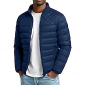 Недорогие Мужские пуховики и парки-Муж. Пуховик Куртка переходного периода Полный почтовый индекс на открытом воздухе Повседневные Обычная Классика С защитой от ветра Легкость Зима Весна &amp; осень Сплошной цвет