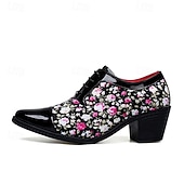 abordables Chaussures Déclaration-Chaussures à talons hauts noires à motif floral pour homme – Design élégant et tendance, parfaites pour les événements formels, les tenues tendance et les sorties en soirée