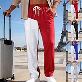 economico Gamba Dritta-Per uomo Pantaloni da tuta Pantaloni Pantaloni della tuta a gamba dritta Coulisse Tasca Elastico in vita Blocco di colori Comodità Sport all'Aperto Quotidiano Moda Casual Nero Rosso Micro-elastico