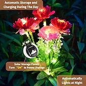 abordables Éclairage au sol-Lampes solaires de jardin, lampe solaire décorative extérieure étanche en forme de fleur, pour jardin, cour, patio, pelouse, décoration extérieure de Noël ou d'Halloween, cadeaux idéaux pour la fête