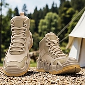 baratos Botas de caminhada-calçados esportivos masculinos bege de cano alto - botas táticas de caminhada duráveis para aventuras ao ar livre