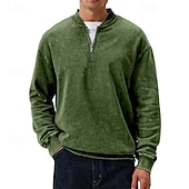economico Felpe di base-Per uomo Maglia Felpa con zip corta Nero Rosso Blu marino Verde scuro Viola Mezza zip Semplice Zip a un quarto Sport &amp; Outdoor Quotidiano Ferie Poliestere Streetwear Essenziale Casual Primavera