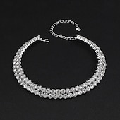 preiswerte Halskette für Damen-Luxuriöses Silberkristall-Schmuckset – funkelnde Strasskette, Armband und Ohrstecker für Damen