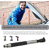 olcso Járműszolgáltatás-6 az 1-ben eltolt hosszabbítókulcs, elektromos racsnis kulcs levehető adapterrel, kompatibilis 1/2", 1/4" és 3/8" dugókulcsokkal, akkus ütvecsavarozó hosszabbító rúd autószerelő szerszámokhoz