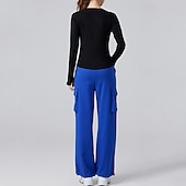 preiswerte Lauf-T-Shirts &amp; Tanktops-Damen Einfarbig Lauf-T-Shirt Fitnessshirt Sporttop Frühling Herbst Langarm Athleisure Baumwolle Warm Weich Atmungsaktiv Fitnessstudio Wandern Laufen Training Yoga Weinrot Schwarz Weiß Sportbekleidung