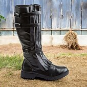 رخيصةأون أحذية ركوب الخيل-حذاء رجالي بني اللون من الجلد الصناعي يصل إلى الركبة - عصري مع تفاصيل رباط، مثالي للأنشطة غير الرسمية والخارجية