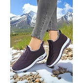  Damesko i burgunderfarget slip-on-mønster med fuskepelskant, koselige støvletter for kaldt vær, perfekte til jul, julehandel og uformelle dager