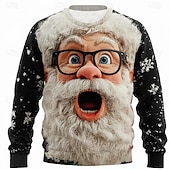 Ugly Christmas Sweater Men's Cartoon Santa Claus Print Pullover Sweater Jumper Knitwear Crewneck Casual Vacation Daily Festival Keep Warm Long Sleeve Fall Winter Black Red Green cheap Ugly Sweaters-Ugly Christmas Sweater Men's Cartoon Santa Claus Print Pullover Sweater Jumper Knitwear Crewneck Casual Vacation Daily Festival Keep Warm Long Sleeve Fall Winter Black Red Green