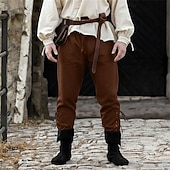 abordables Bas-Rétro Vintage Médiéval Renaissance Pantalons de pirate Pirate Viking Ranger Couleur Unie Déguisement Homme Pirate Fantaisie Halloween Carnaval Performance LARP Foire de la Renaissance Adulte Pantalon