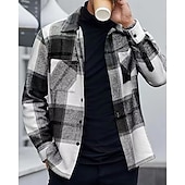 halpa flanellipaidat-Miesten Paita Rento paita Flanellipaita Button Up paita Rubiini Pitkähihainen Skottiruutukuvio Kauluskäänne Katuvaatteet Loma Tasku Vaatetus Puuvilla Muoti Vapaa-aika Mukava