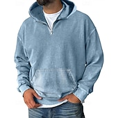 abordables sweats à capuche basiques pour hommes-Homme Sweat à capuche Sweat à capuche quart zippé Noir Vin Vert Véronèse Bleu Violet À capuche Uni Avec Poches Sport &amp; Loisir Quotidien Fête Polyester Streetwear Basique Occasionnel Printemps Automne