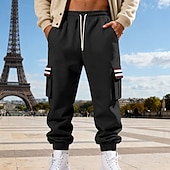 economico Carico-Per uomo Pantaloni da tuta Pantaloni in Pile Joggers Pantaloni Pantaloni invernali Coulisse Tasca Elastico in vita Patchwork Comodità Caldo Sport all'Aperto Quotidiano Moda Casual Nero Bianco