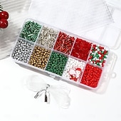 baratos kit de fazer miçangas-Contas de natal para fazer joias, pingentes de contas de argila para fazer pulseiras e colares, artesanato faça você mesmo, kit de contas de vidro para festas, acessórios de joias artesanais, presente
